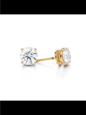 3 carat. Classic Round lab grown diamond earrings